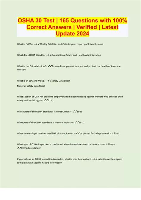 Image result for OSHA Test Answers For