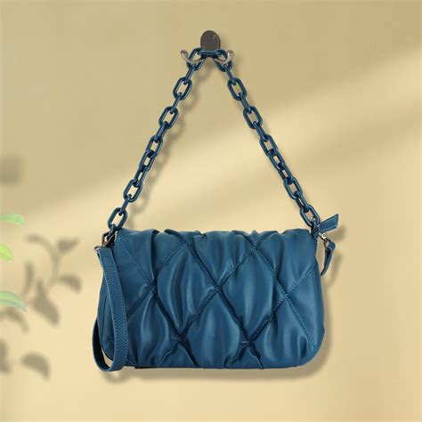 Buy Online Fastrack Pleat-Quilted Satchel with Acetate Chain Handle in ...