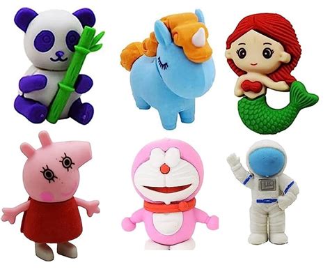 VR Creatives 6Pcs Mix Erasers for Kids Pencil Erasers Mini Rubber ...