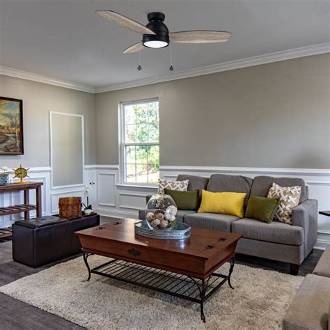 CARRO USA Reims 48-in Black with Gray Oak Blades Indoor Flush Mount ...