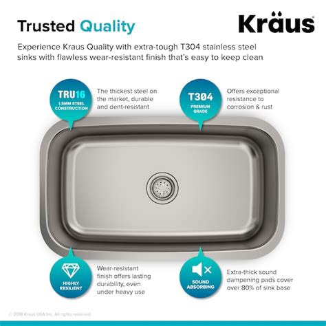 Kraus Premier Undermount 31.5-Inches x 18.38-Inches Stainless steel ...