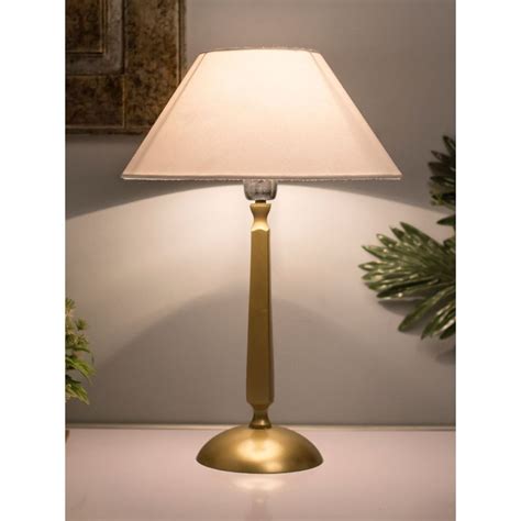 Buy Homesake Cubist Gold Brushed Lamp White Cone Shade Online