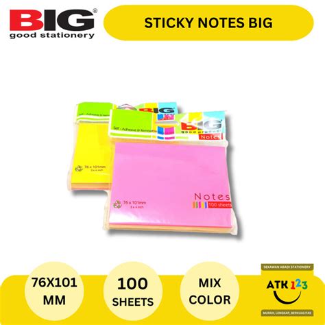 Jual Post It / Sticky Note / Sign Here Merk BIG Ukuran 76x101mm Warna ...