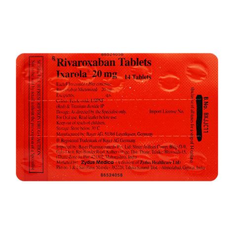 Xarelto 20 mg Tablet 14's Price, Uses, Side Effects, Composition ...