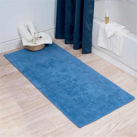 SH 100% Cotton Reversible Long Bath Rug - Blue - 24x60 - Walmart.com