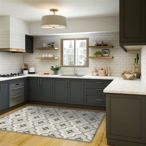 Tapis en vinyle gris 140x200 cm Tomettes - Edito | Vinyl rug, Vinyl ...