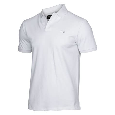 Men’s Brilliant White Cotton Stretch Fitted Golf Shirt - Thomas and ...