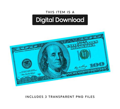 Blue 100 Dollar Bill Money PNG — drypdesigns