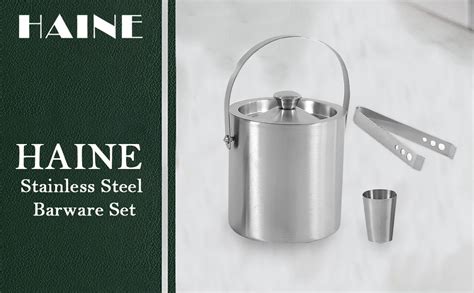 Buy HAINE Stainless Steel Barware Set of Double Wall Ice Bucket, Ice ...
