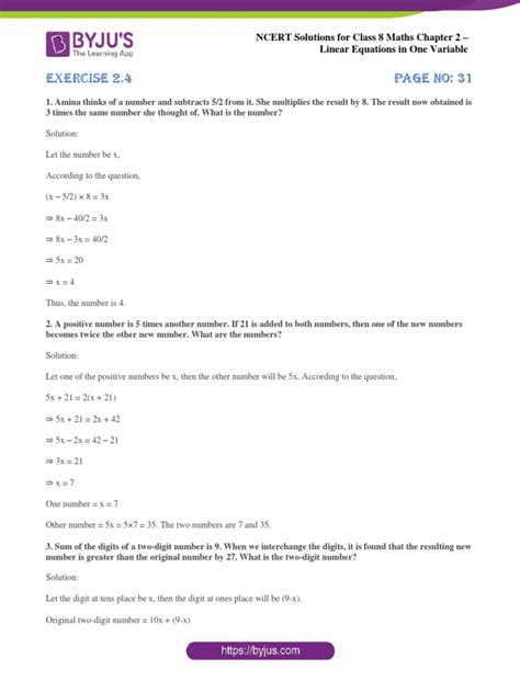 Image result for Math Class 8 Exercise 2.4