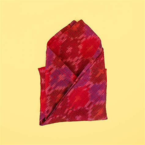 Buy Raw Silk Pocket Squares in Red Ikat & Solid Blue - Set of 2 Online ...