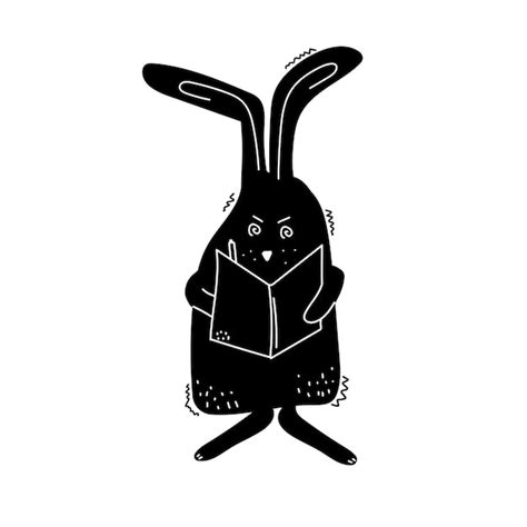 Wściekły królik pisze w zeszycie Szkic czarnego zająca Symbol nowego ...