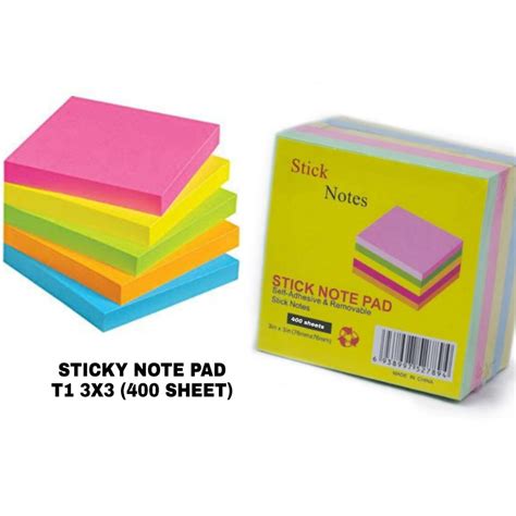 Buy Sticky Notes 3x3 Post It Note Pad 5 Colors notepaper - 400 Sheets ...