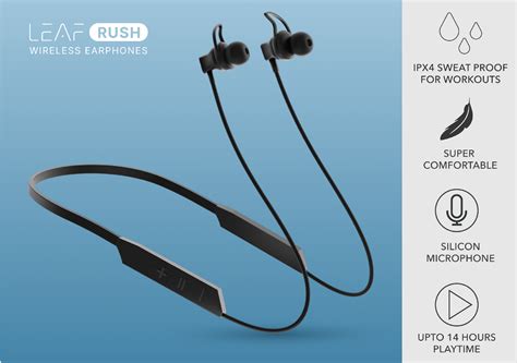 Leaf Rush Neckband Bluetooth Wireless Earphones with Mic and Deep Bass