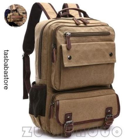 Promo Tas Ransel Kanvas Backpack Punggung Laptop Gemblok Pria- Wanita ...