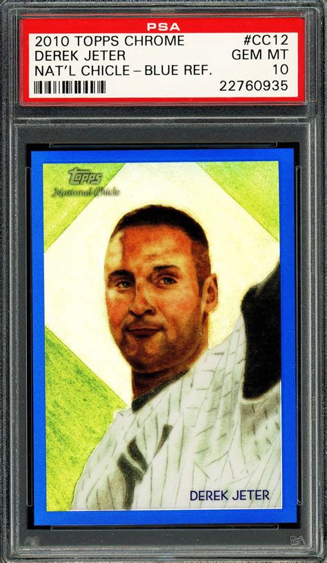 Derek Jeter 2010 Topps Chrome National Chicle Blue Refractor Card 198/ ...