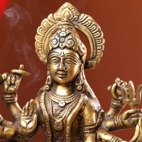 Buy Brass Antique Goddess Durga Statue – 20cm Tall – Ethnic India ...