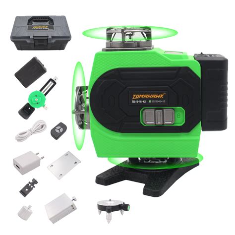 TOMAHAWK Laser Level - 16 Lines Green Laser, 4x360° 4D Cross Self ...