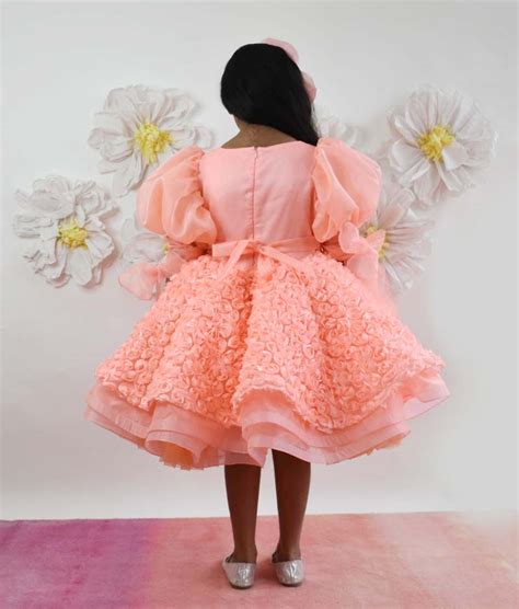 Peach Flower Frock for Girls – FayonKids