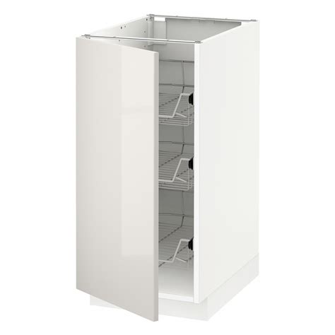 METOD base cabinet with wire baskets, white/Ringhult light grey ...
