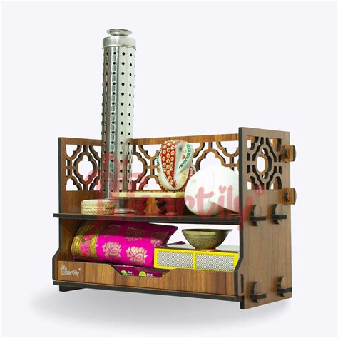 Heartily® Utsav Beautiful Wooden Mandir for Home Small Size Puja Mandir ...