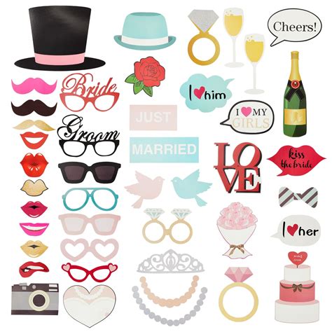 Buy 72 Pack Wedding Photo Booth Props for Bridal Party Selfie Props ...