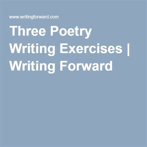 Three Poetry Writing Exercises | Writing Forward
