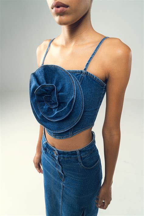 ROSETTE BLOOM DENIM TOP – Sotbella