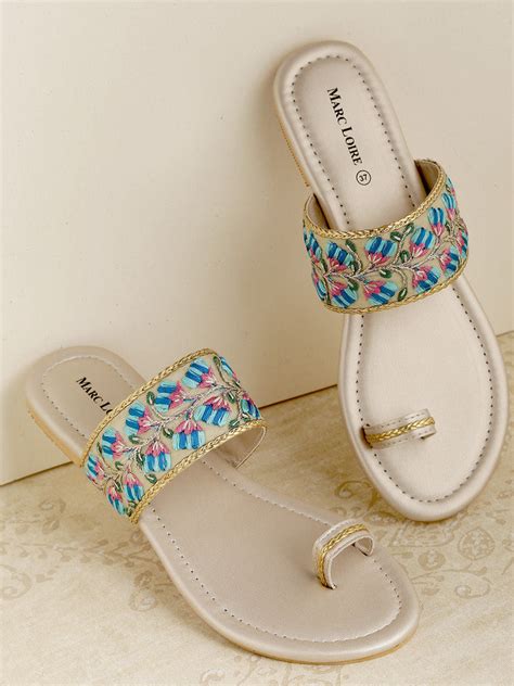 Embroidered One Toe Flats – Marc Loire