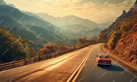 Premium Photo | A country road running through the mountains in the ...