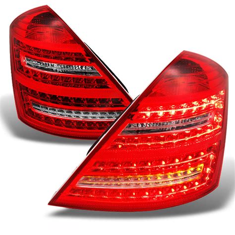 For Mercedes Benz W221 S Class Red Clear Full LED w/Amber LED Signal ...