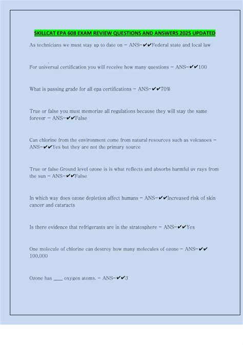 SKILLCAT EPA 608 EXAM REVIEW QUESTIONS AND ANSWERS 2025 UPDATED ...