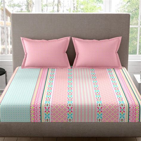 Buy PORTICO Celestine Cotton 144TC Printed 3Pcs Queen Bedsheet Set from ...