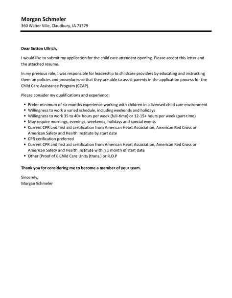 Daycare Cover Letter