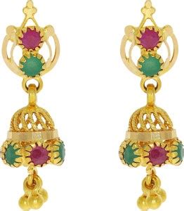 C. Krishniah Chetty Jewellers Yellow Gold 22kt Jhumki Earring Price in ...