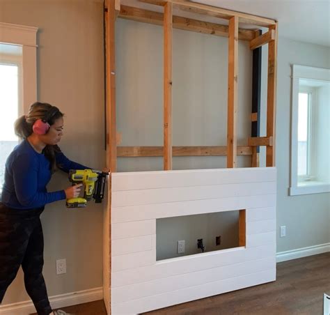 Easiest Shiplap Fireplace Tutorial with Free Plans and Video | Ana White