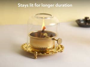 Buy Classyo Brass Akhand Diya with Adjustable Bati, with Screw Lever ...