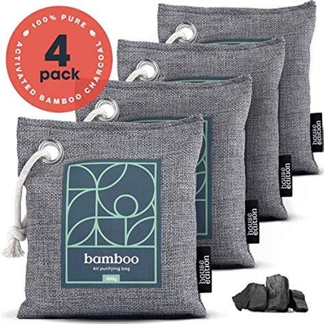 Bamboo Charcoal Air Purifying Bag 4-Pack Naturally Freshen Air with Powerful Activated Charcoal ...