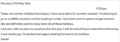 Diary Entry - English Grammar Class 5 PDF Download