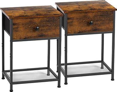 Cepee Modern Bedside Table Nightstand with 1 Storage Drawer Black Side ...