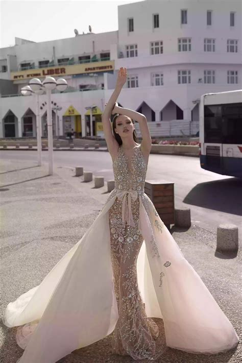 Glamorous Sequin Floral Sheer Overskirt Wedding Dress - Lunss - wedding gown with overskirt