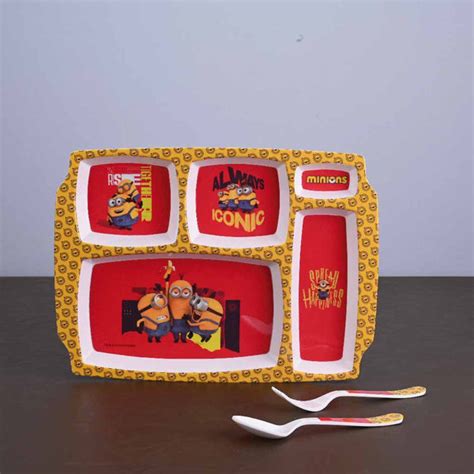 3 pc Rect 5Plate Fork & Spoon Set - Minions – Servewell Dinnerware