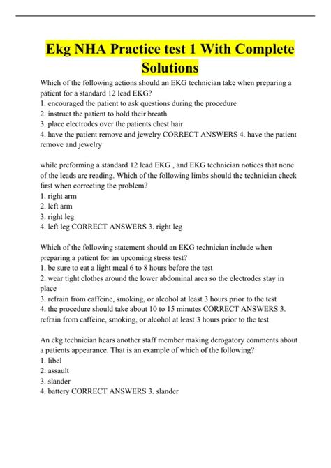 Ekg NHA Practice test 1 With Complete Solutions - NHA EKG - Stuvia US