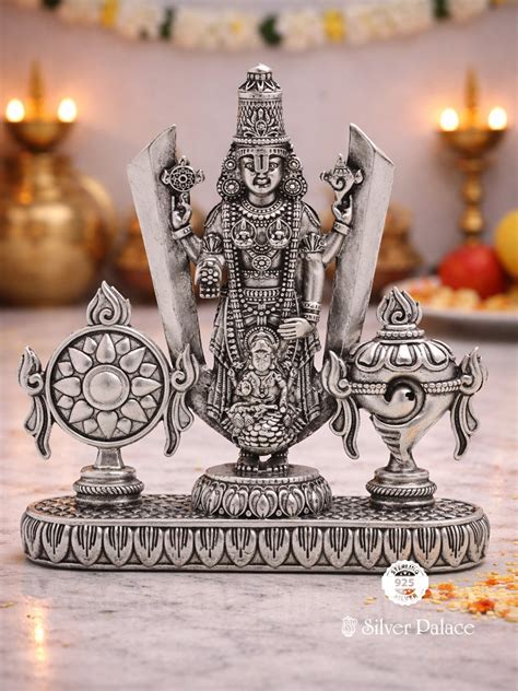 925 Oxidised Silver Sangu Sakkaram Namam With Balaji Idol - Silver Palace