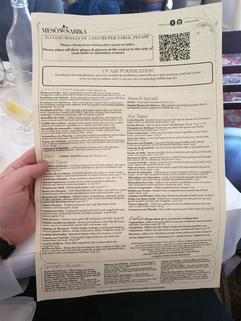 Mesón Sabika Menu - Updated October 2025