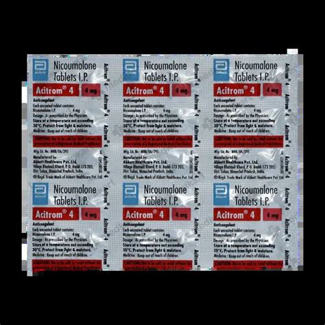 ACITROM 4MG TABLET 30'S : Uses, Side Effects, Price and Generic ...