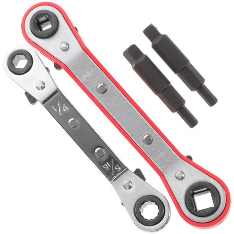 LHXC 1 Set HVAC Dual Headed Ratchet Wrenches AC Refrigeration Tools with Hex Bit Adapters ...