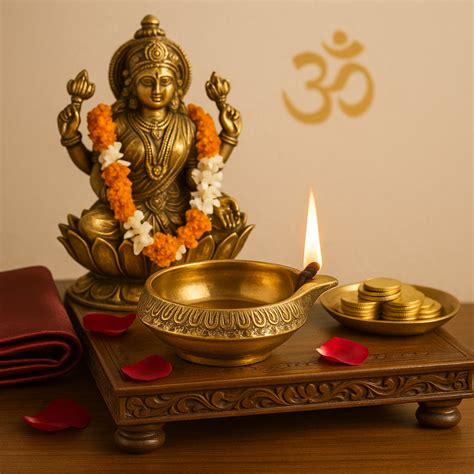 Chitrashila Brass Kuber Diya for Laxmi Pooja with Gold Antique Finish