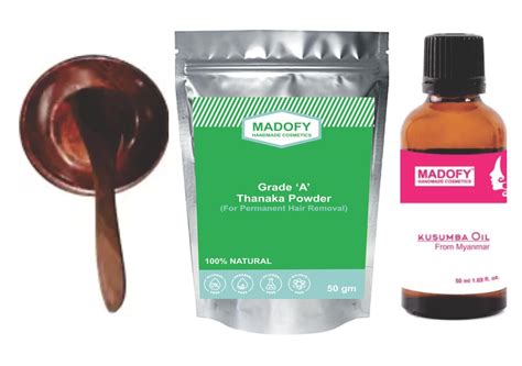 MADOFY Thanaka Powder Grade 'Groz' 50 gm And Kusumba Oil 50 ml With ...
