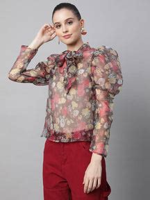 Brown Floral Puffed Sleeves Top – Global Republic